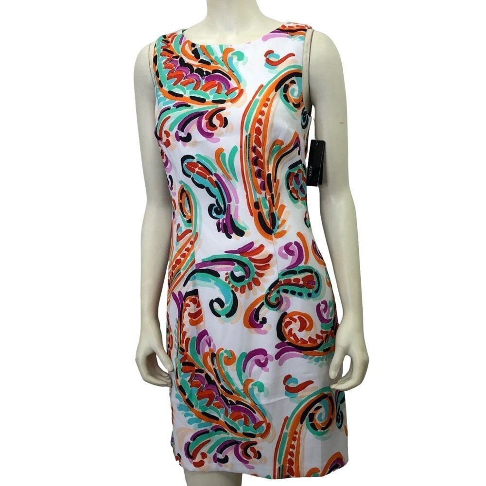ALYX MULTI COLOR SLEEVELESS SHEATH DRESS SIZE 8‎ NEW WITH TAG
